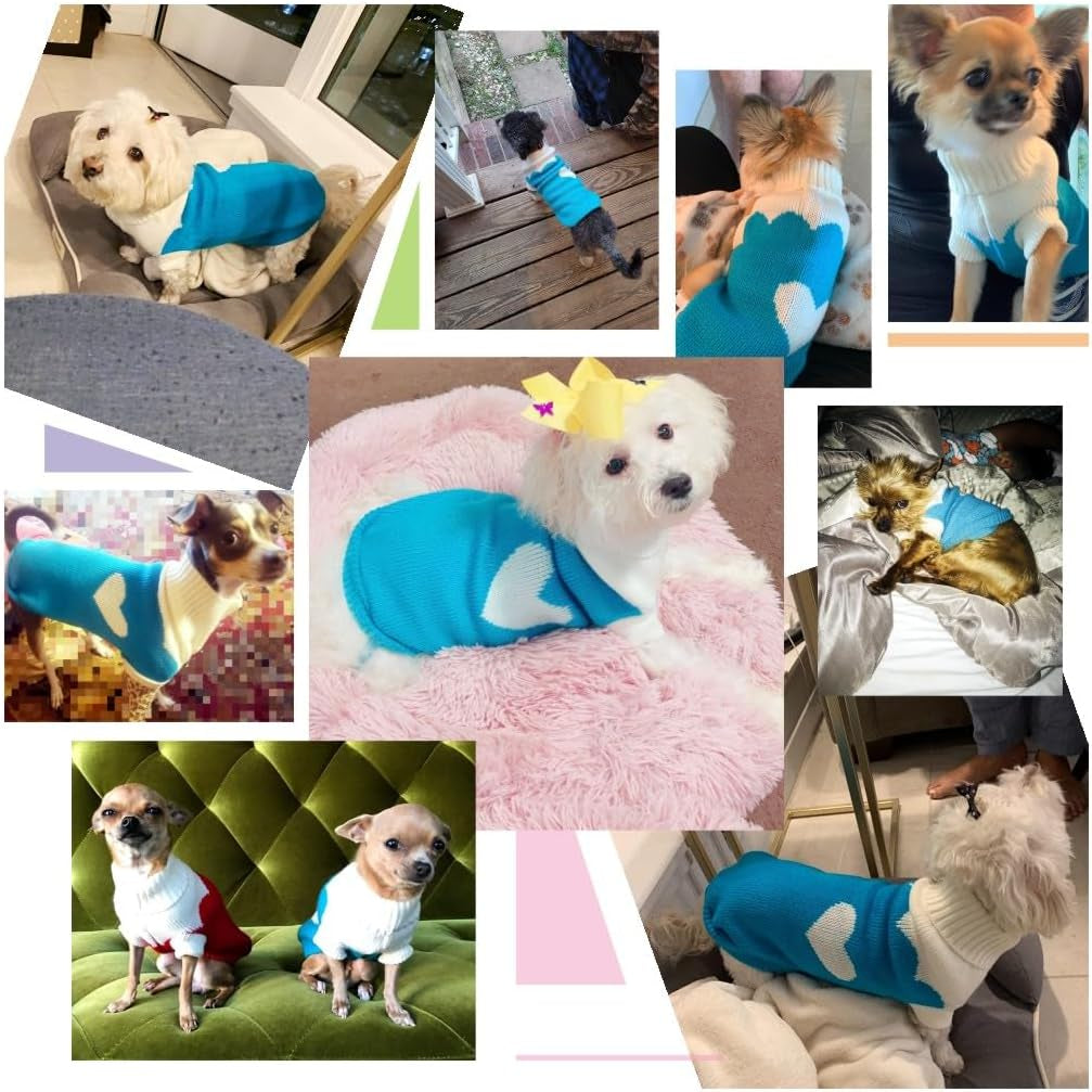 Pet Dog Sweaters Classic Knitwear Turtleneck Winter Warm Puppy Clothing Cute Strawberry and Heart Doggie Sweater